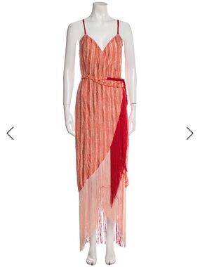 AZULU Red/Coral Fringe Dress